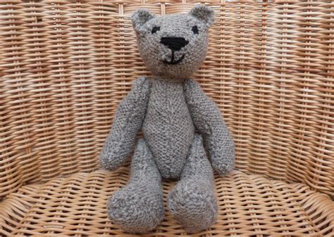 handmade grey teddy bear  wool bear traditional etsy knitted teddy bear teddy bear teddy