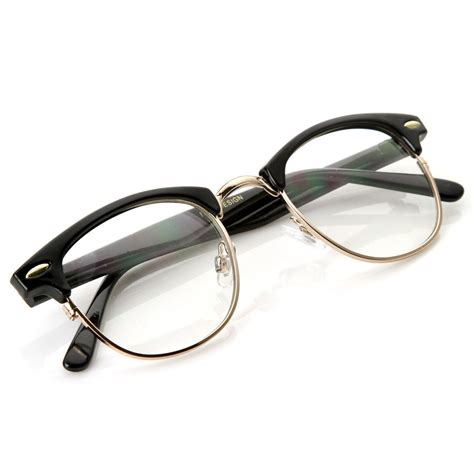 classic half frame that features clear lenses for a sharp sophisticated