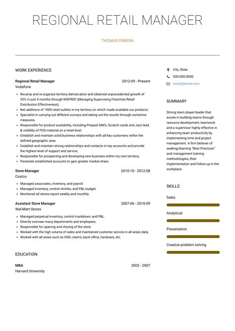 retail resume samples  templates visualcv