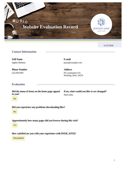 website evaluation template  templates jotform