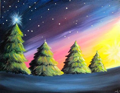 starlit pines christmas paintings christmas paintings  canvas painting