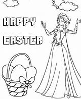 Easter Elsa Basket Ecoloring sketch template