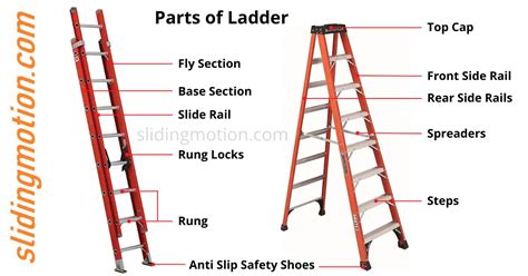 guide  learn parts  stepextension ladder names diagram