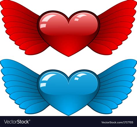 hearts  wings royalty  vector image vectorstock