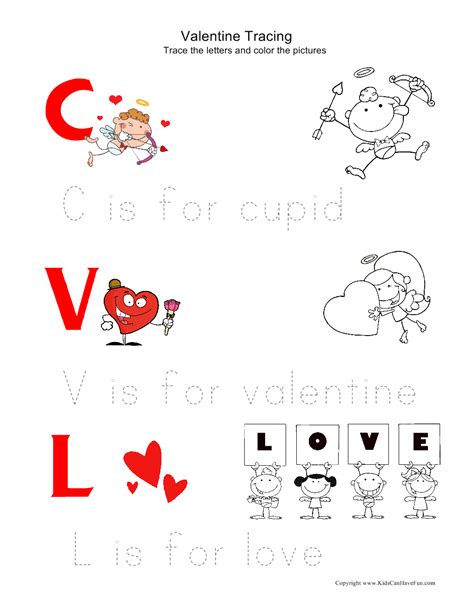 valentine tracing worksheet valentines day ideas candy grams crafts