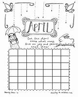 April Calendar Coloring Children Kids Pages Ministry Print Printable Sheet Pdf Easy Printables Church sketch template
