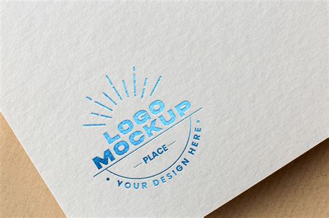 paper pressed logo mockup mockuptree