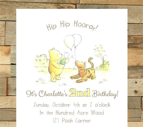 classic winnie  pooh birthday invitation print