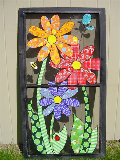 crazy daisies    window screen window crafts painted window screens screen painting