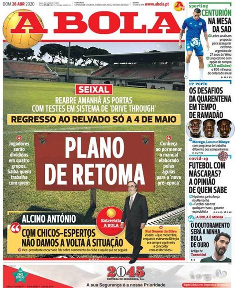 capa jornal a bola 26 abril 2020 capasjornais pt