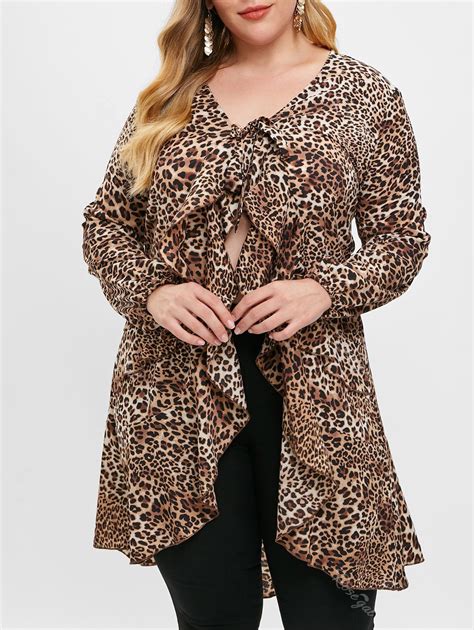 size leopard print flounce wrap blouse rosegal