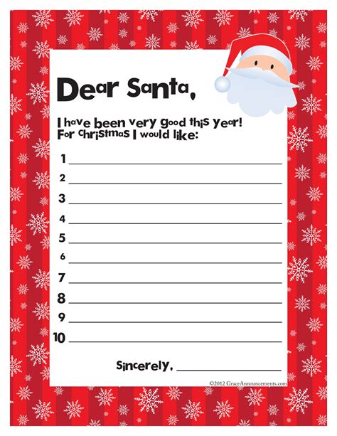 Santa Wish List Template ~ Excel Templates