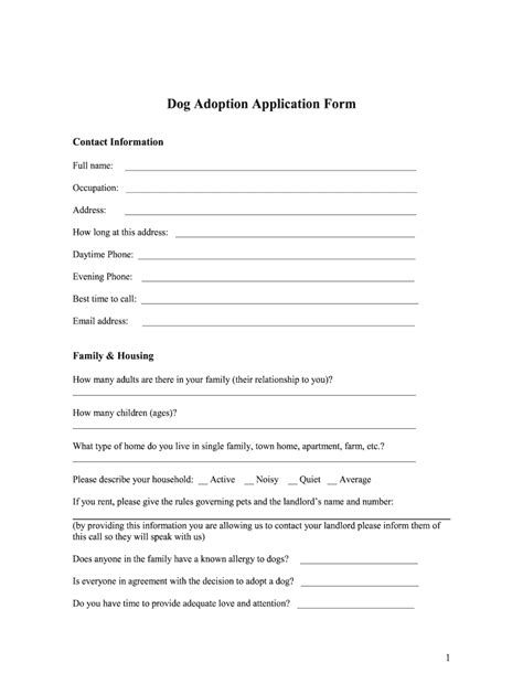 printable blank pet adoption forms