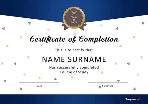 class completion certificate template professional template
