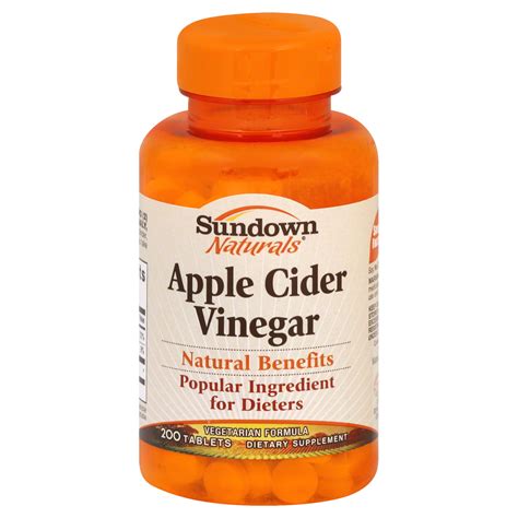 sundown naturals apple cider vinegar tablets  tablets health wellness vitamins