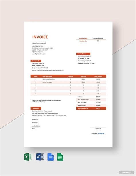 marketing agency invoice template
