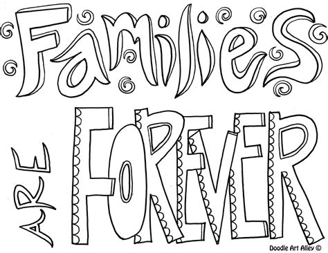 family quote coloring pages doodle art alley