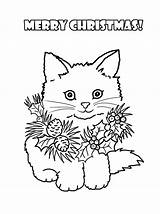Christmas Kitten Cute Coloring Pages Animals Sheet Dog Colorings Merry sketch template
