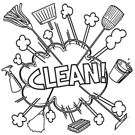 cleaning lady page coloring pages