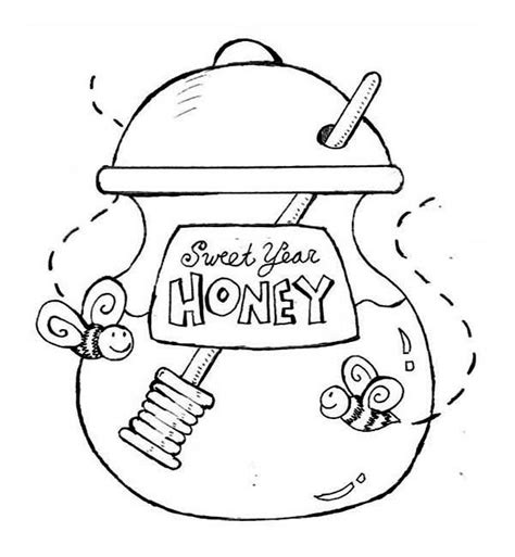 jar  sweet year honey   years eve party coloring page