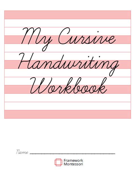 pink lined cursive handwriting workbook framework montessori