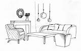 Room Living Sketch Graphical Interior Children Preview Illustration sketch template