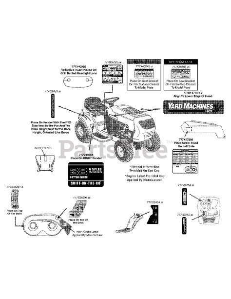 yard machines bcf yard machines lawn tractor  label map parts lookup