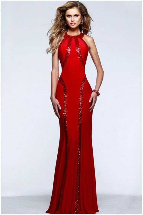 Women Red Evening Mermaid Long Sequin Dresses Online Store For Women