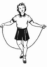 Rope Skipping Girl Coloring Cartoon Skip Corde Jump Pages Large Edupics Sauter Jumprope Games Printable June sketch template