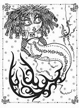 Coloring Mermaid Adults Book Pages Deborah Muller Amazon Mindful Wonders sketch template