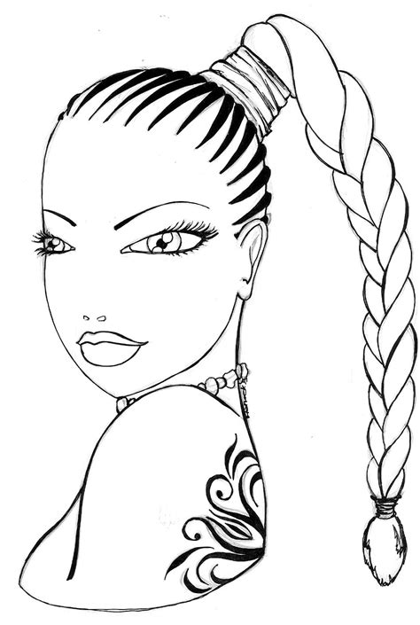 jelissa    classic single braid   draw braids coloring