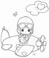 Precious Moments Coloring Pages Airplane Visit sketch template