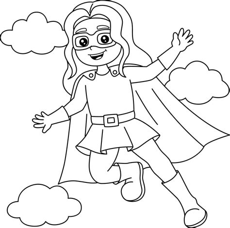 superhero girl coloring page  kids  vector art  vecteezy