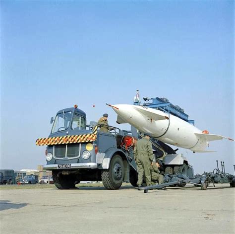 blue steel stand  missile  lowered   transporter    trolley prior