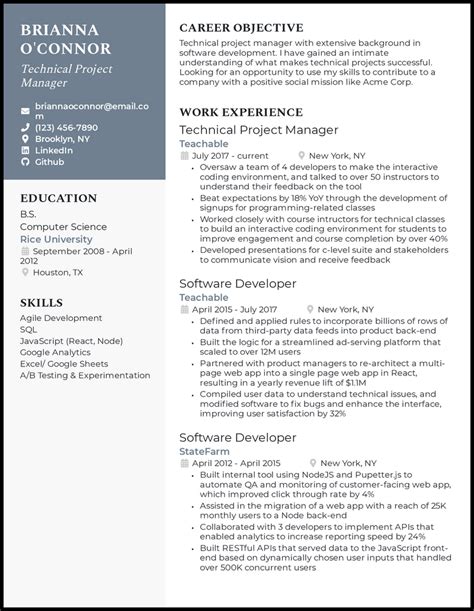 resume project examples project manager resume   full