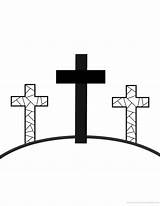 Coloring Easter Hill Crosses Printable Kids Cross Three Pages Christian sketch template
