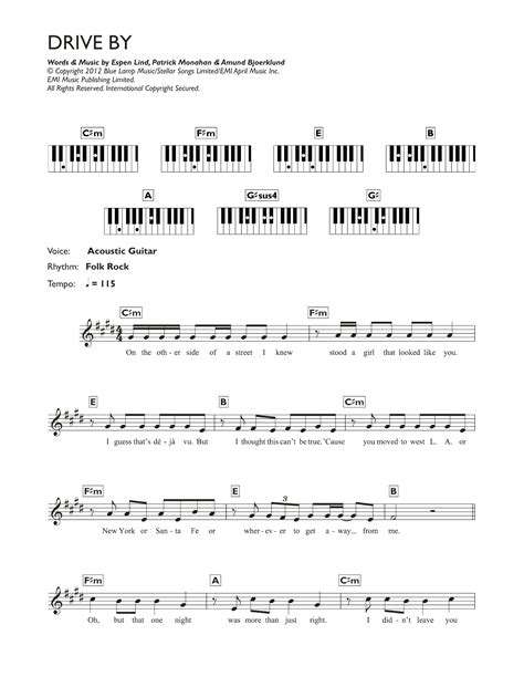 drive  sheet  train piano chordslyrics