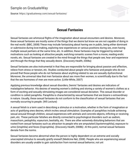 Sexual Fantasies 684 Words Free Essay Example On Graduateway