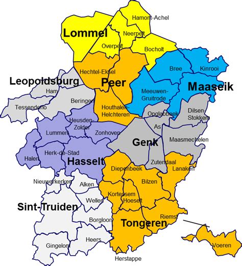 kaart gemeentefusies limburg kaarten stad