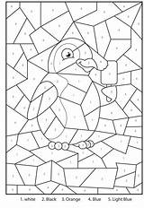 Numbers Number Color Penguin Colour Kids Coloring Pages sketch template