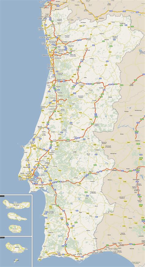 wegenkaart van portugal wegen tolgelden en snelwegen van portugal