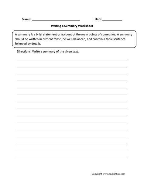 englishlinxcom summary worksheets