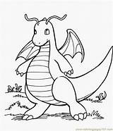 Coloring Pages Dragonite Pokemon Dragon Template sketch template