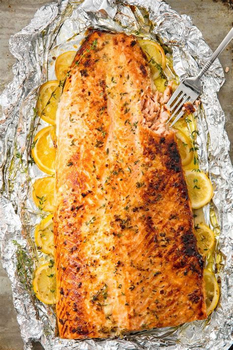 this oven baked garlic butter salmon is the easiest way to feed a crowd
