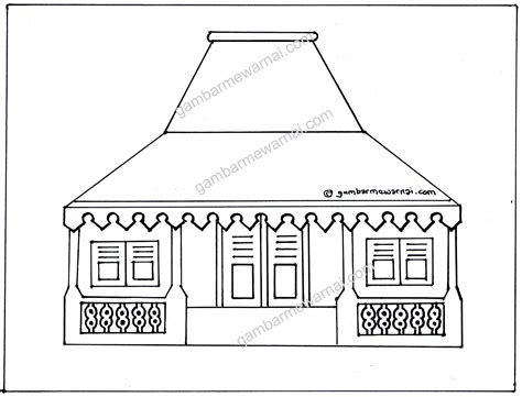 gambar mewarnai rumah adat minangkabau