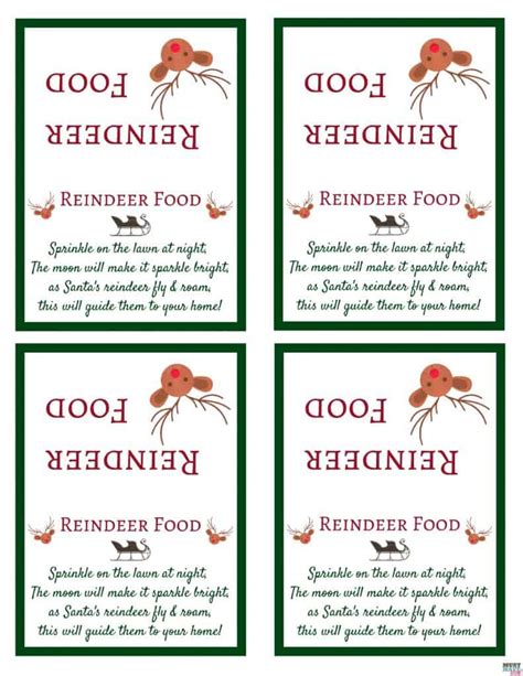 santas magic reindeer food   printable bag topper poem