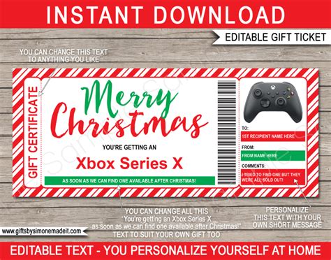 christmas xbox series  gift certificate template gift voucher present