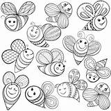 Abeilles Bees Printemps Zentangle Coloriages Colouring sketch template