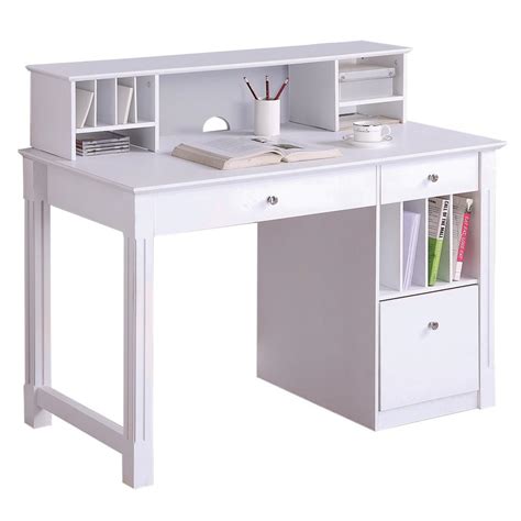 walker edison deluxe solid wood desk  hutch white  oj commerce dwd dhwh