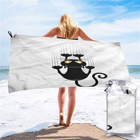 ahuimin beach towels funny naughty cat scratching wall 31 x 63